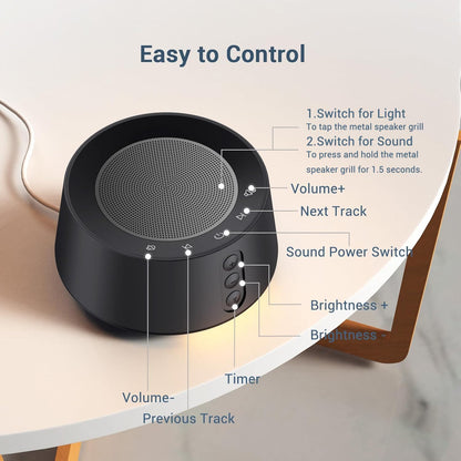 BGOVERSS White Noise Sound Machine — 20 Sounds, 10 Night Light Colors, 5 Timers