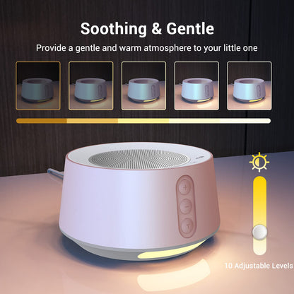 BGOVERSS White Noise Sound Machine with 20 Sounds, 10 Night Light Colors, 5 Timers & Memory – Pink