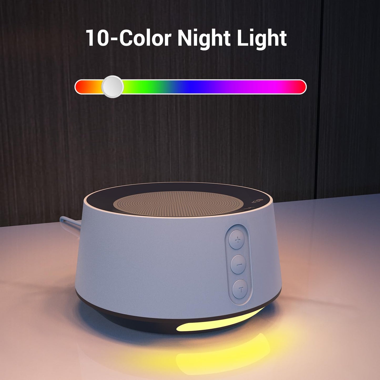 BGOVERSS White Noise Sound Machine — 20 Sounds, 10 Night Light Colors, 5 Timers