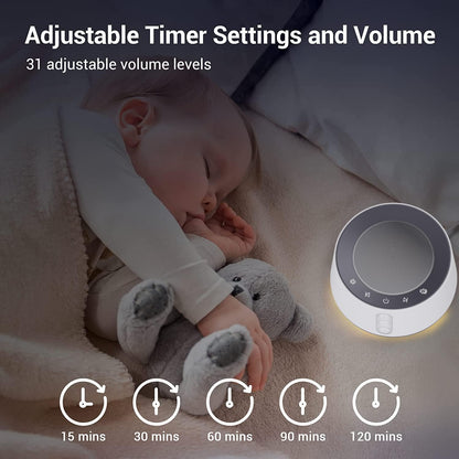 BGOVERSS White Noise Sound Machine – 20 Sounds, 10 Night Light Colors, 5 Timers & Memory