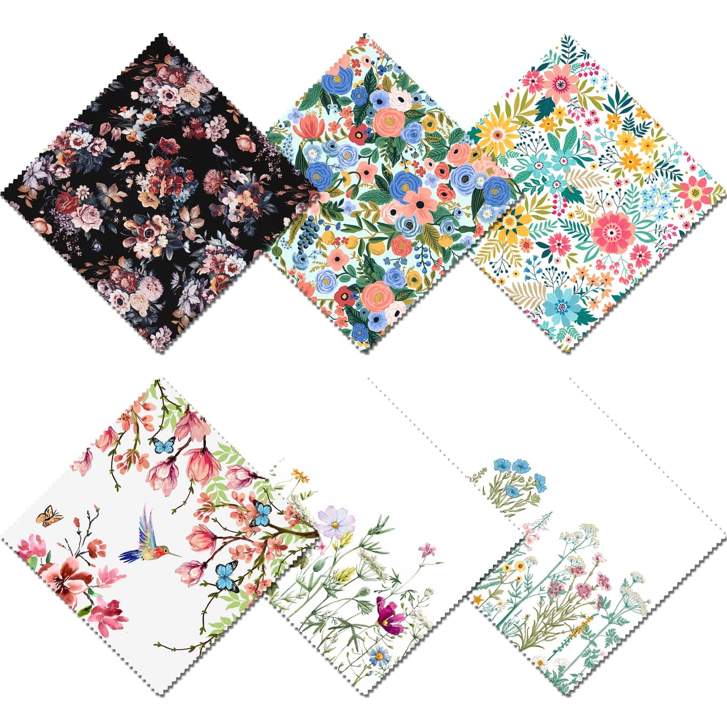 BHAHB 6-Pack Glasses Cleaning Cloths - Microfiber Lens Cloths 6.3x6.3 Inches - Floral Patterns