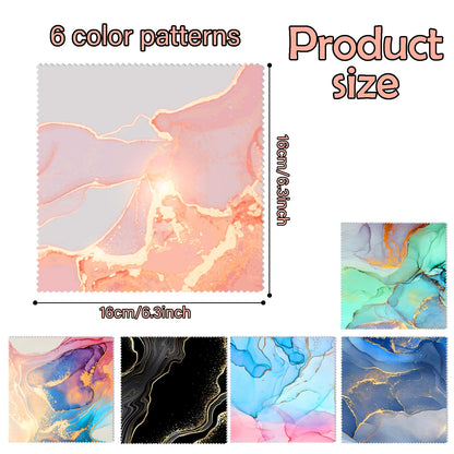 BHAHB 6-Pack Microfiber Glasses Cleaning Cloths - 6.3 x 6.3 in Marble Pattern
