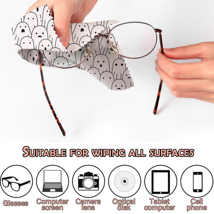 BHAHB 6 Pcs Glasses Cleaning Cloths – Microfiber Eyewear Cleaning Cloths 6.3 x 6.3 in, Skull Pattern