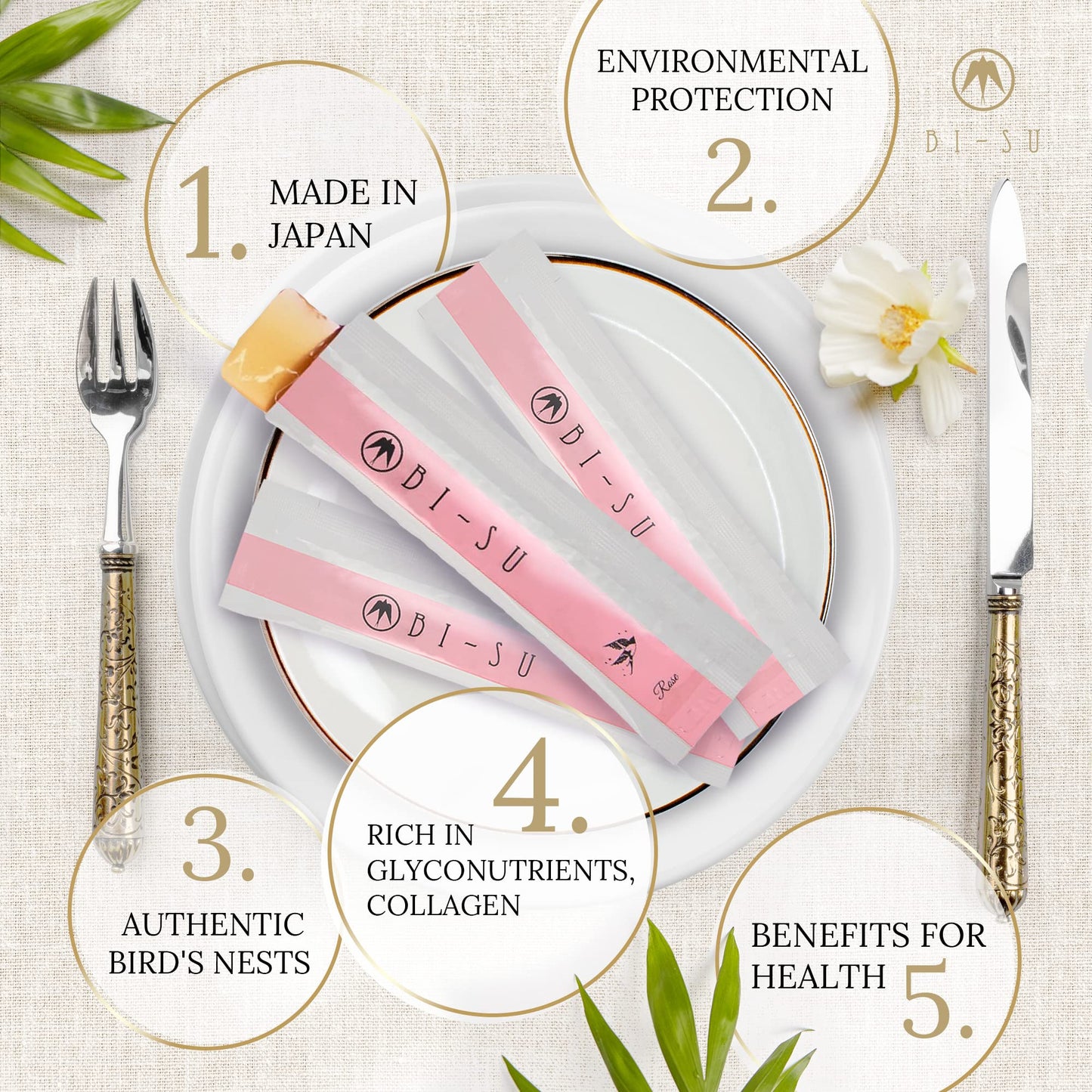 BI-SU Extract Jelly Stick | Swiftlet Nest, Collagen & Vitamin C | Rose Flavor, 7 pcs
