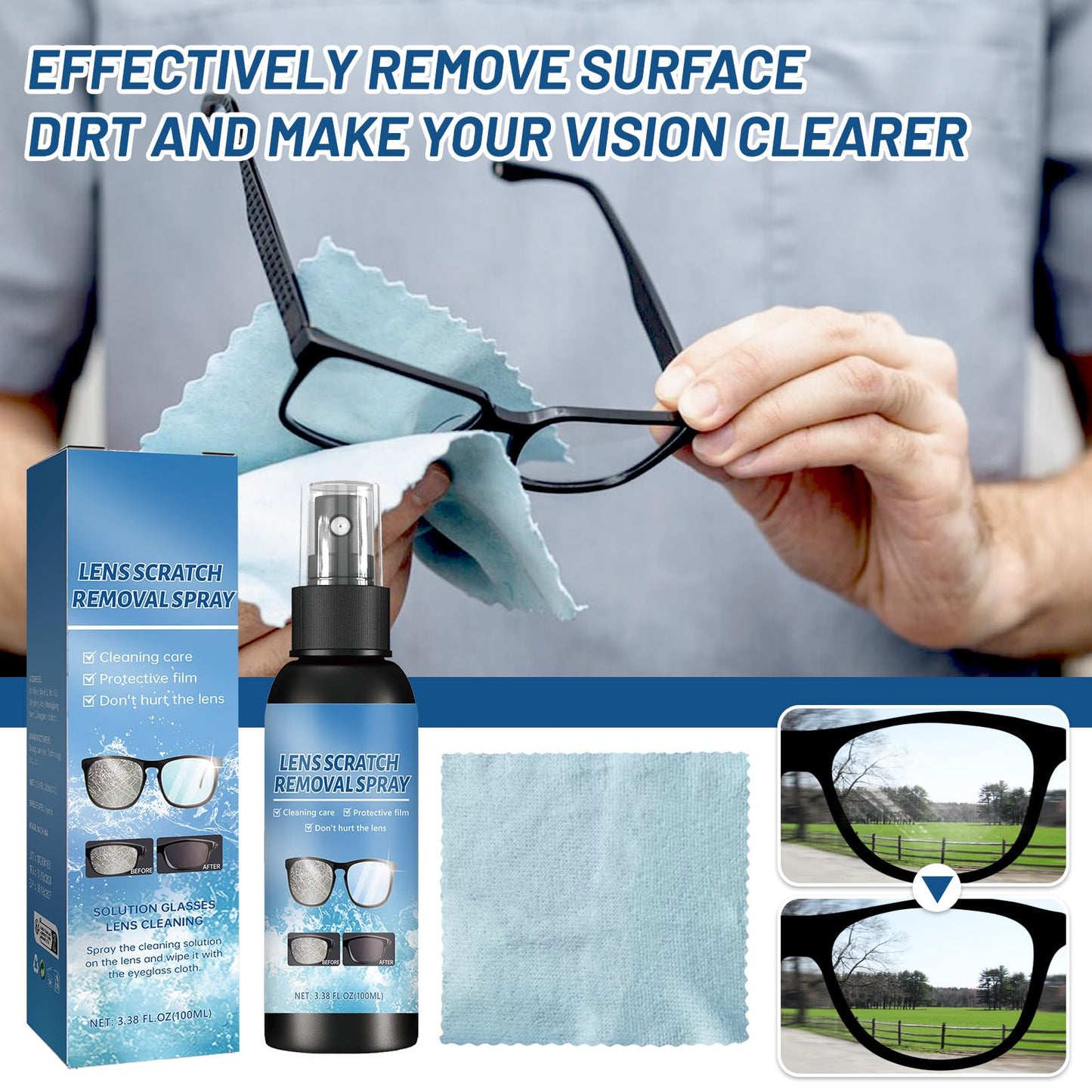 Biaoyun Lens Scratch Removal Spray 2 PCS – Glasses & Screen Repair Kit