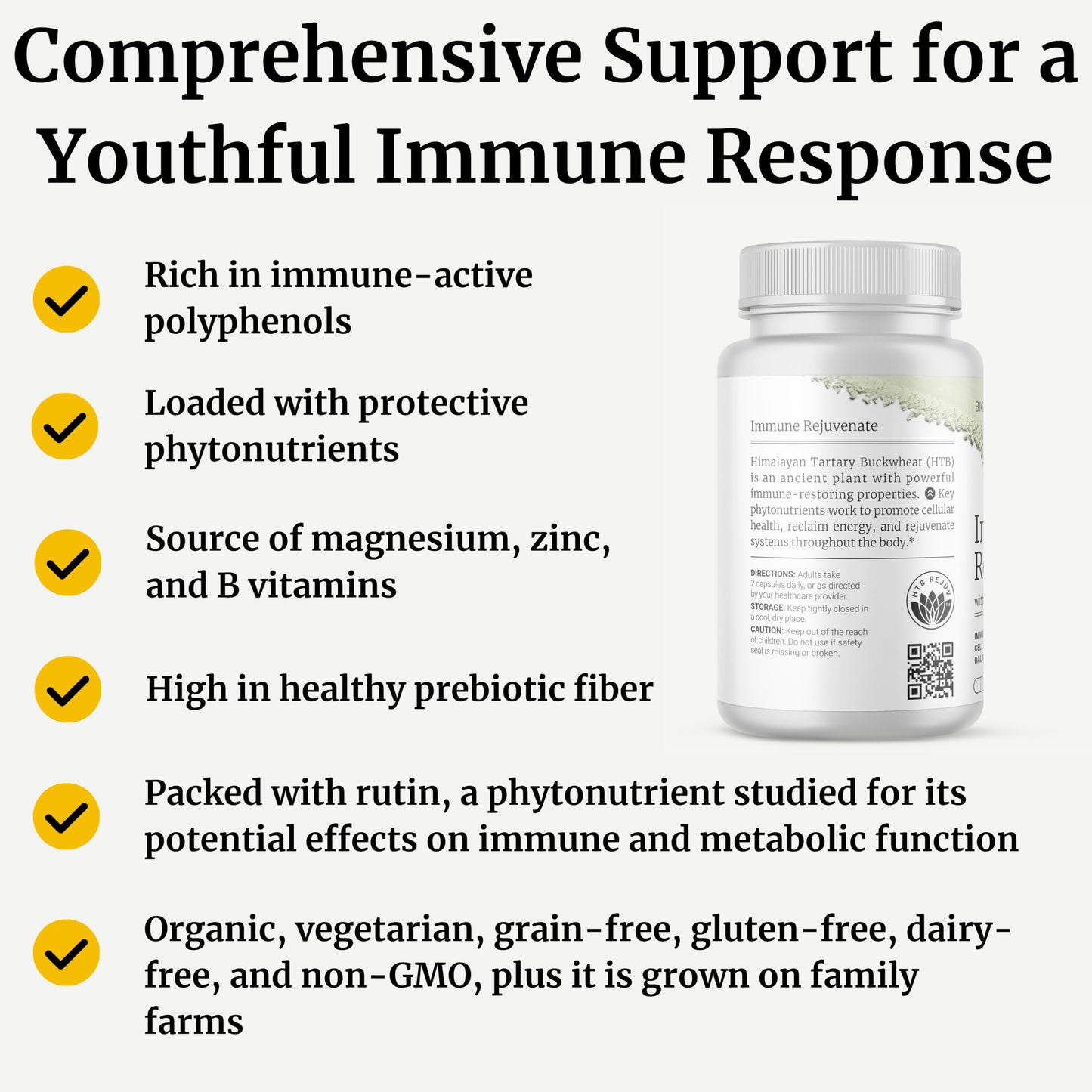 BIG BOLD HEALTH HTB Immune Rejuvenate – Polyphenol Immune Support with Himalayan Tartary Buckwheat, 120 Vegetarian Capsules