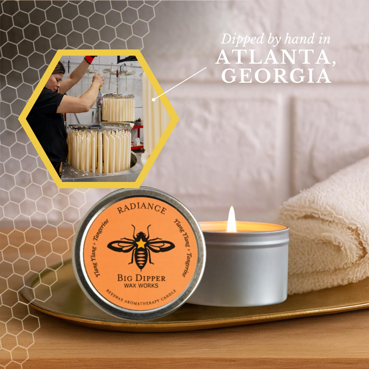 Big Dipper Wax Works Beeswax Aromatherapy Tin: Radiance with Tangerine & Ylang Ylang