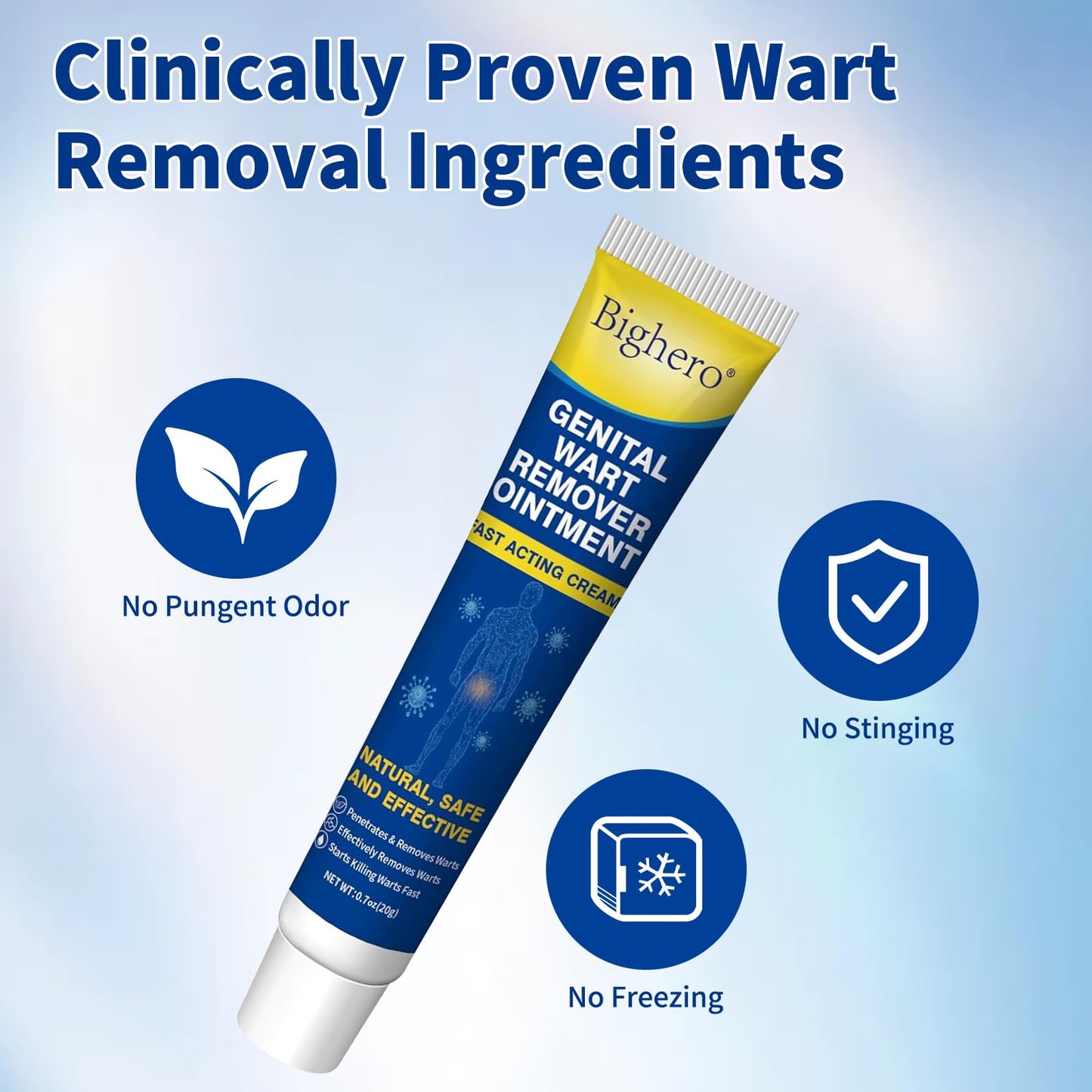 Bighero 2-Pack Wart Fast Acting Gel – Genital Warts, Plantar Warts, Common Warts & Corn