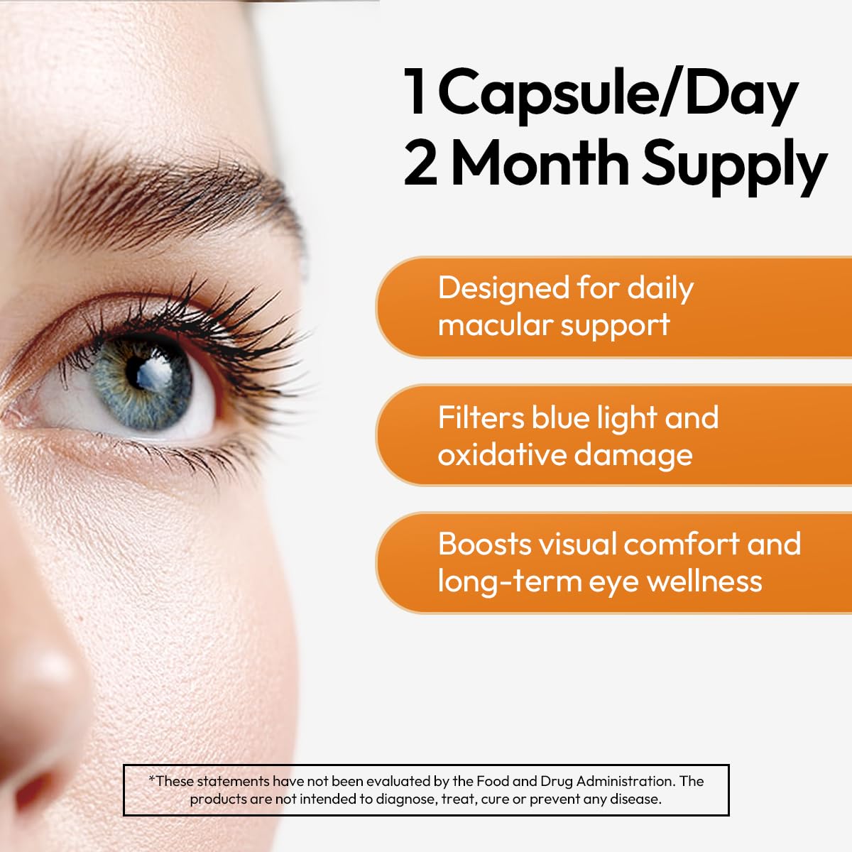 BIGVITA CoCrystal Lutein+ 3-in-1 Eye Support | Fast-Absorbing Lutein, Zeaxanthin & Astaxanthin | 60 Capsules