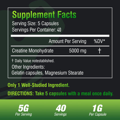 BIKAYALUE Creatine Monohydrate 5000mg - 40 Servings (Gluten Free)