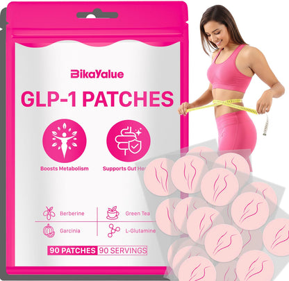 BIKAYALUE GLP-1 Patches – 90 Count, 14-in-1 Herbal Formula with Berberine, Green Tea & Cinnamon
