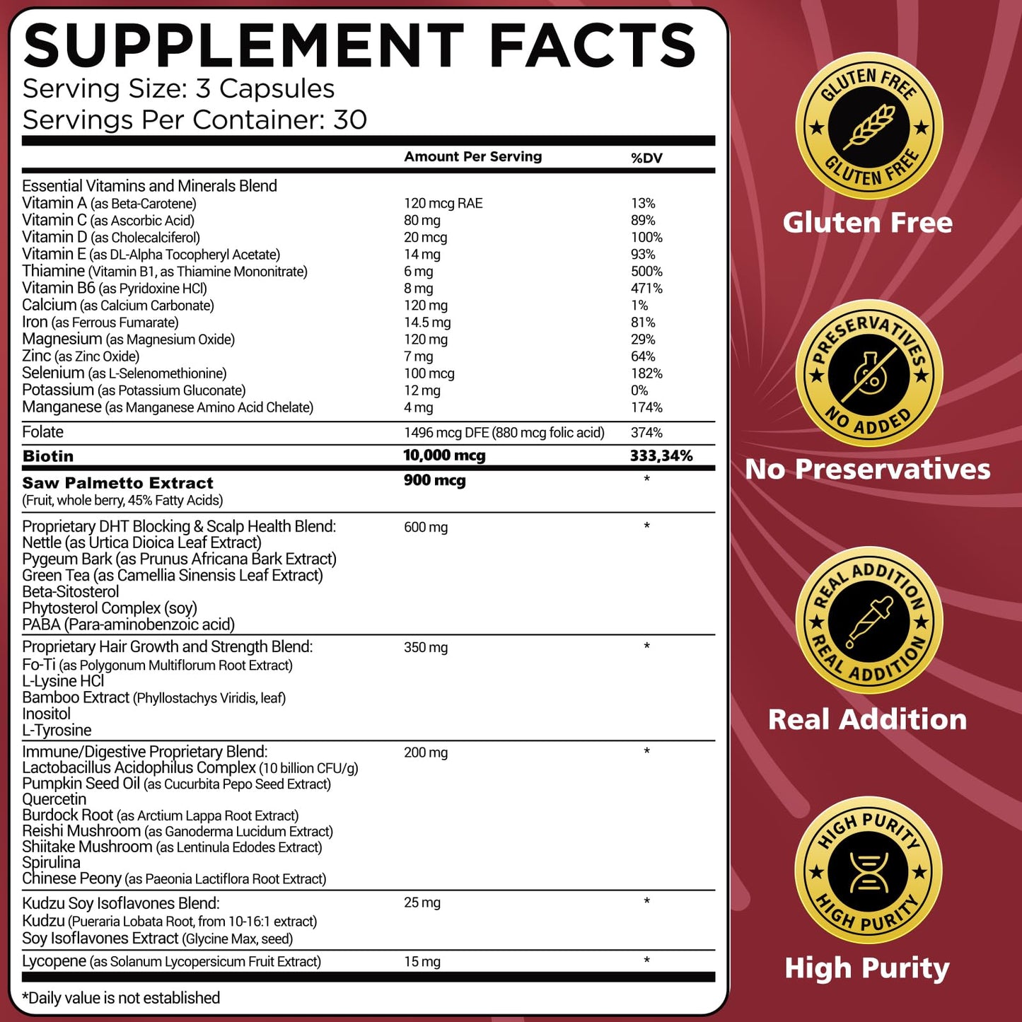 BIKAYALUE Saw Palmetto for Men – DHT Blocker with Biotin (10000 mcg) & 900 mg Saw Palmetto, 30 Servings