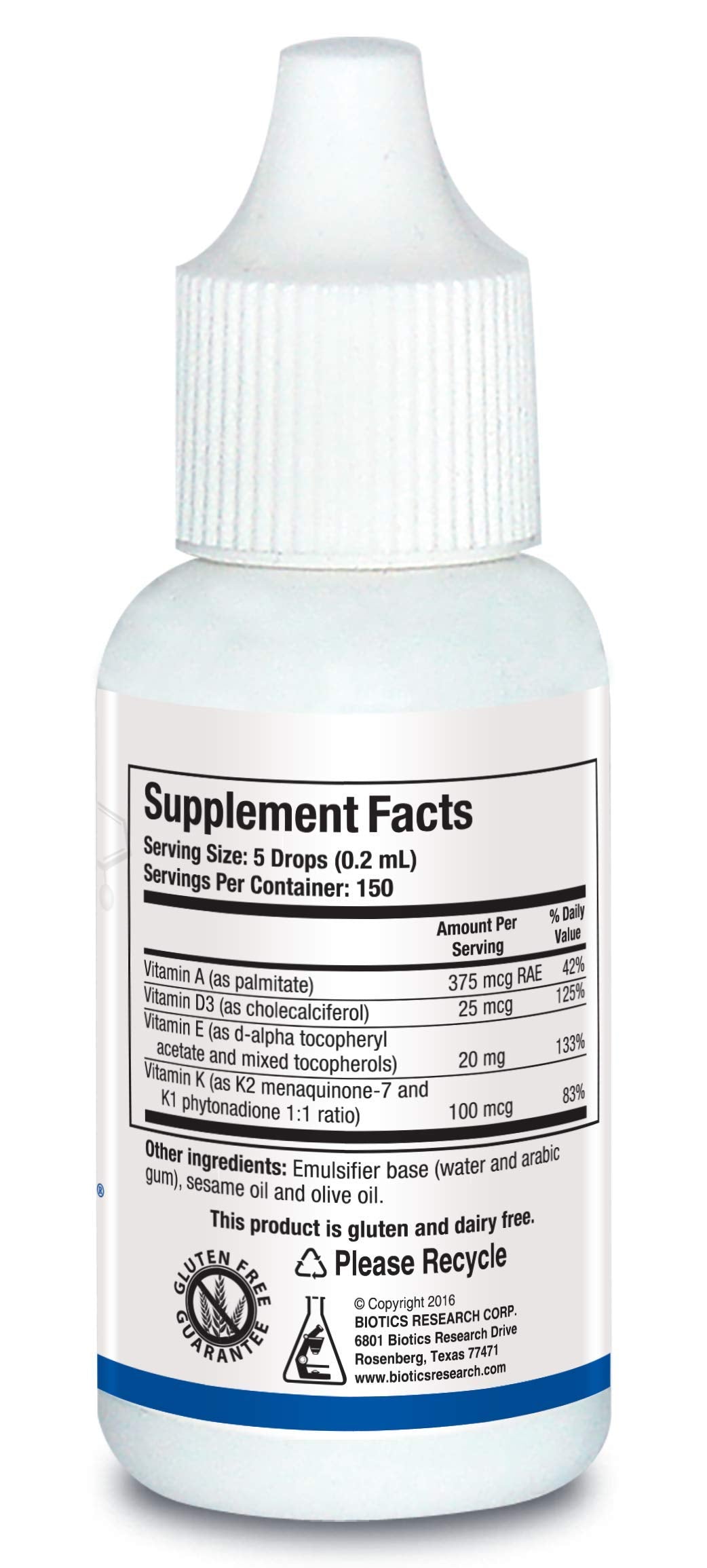 Biotics Research Bio ADEK Mulsion – Emulsified Vitamin A, D3, K2 for Immune, Bone, Eye & Cardiovascular Health | 1 fl oz