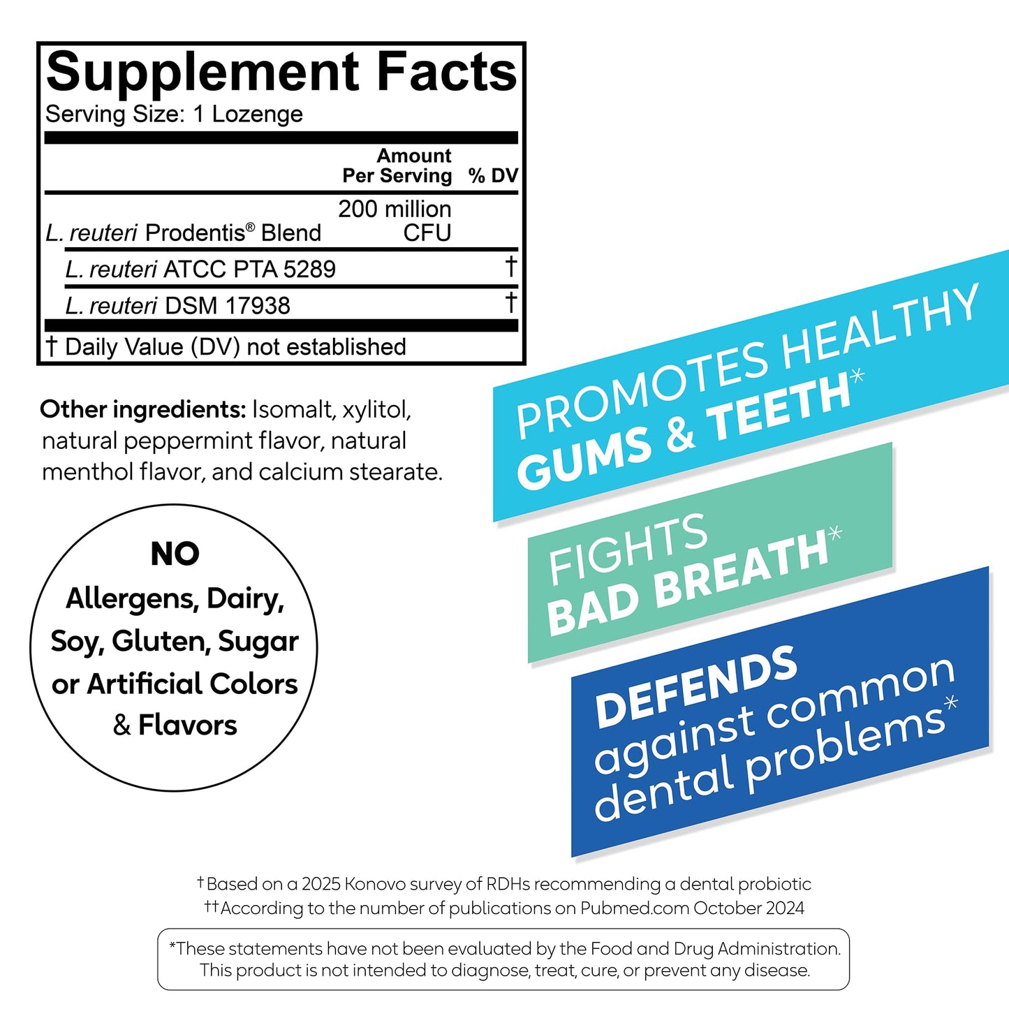 BioGaia Prodentis | Oral Probiotics | Promotes Healthy Gums & Teeth | Defends Against Bad Breath & Dental Problems | Improves Oral Health | Mint Flavored Dental Probiotic Lozenge
