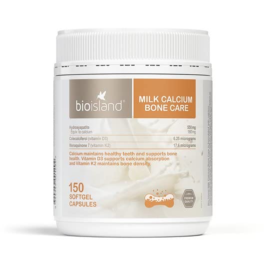 Bio Island Milk Calcium Bone Care 150 Softgel Capsules – Calcium for Bone Health with D3 & K2