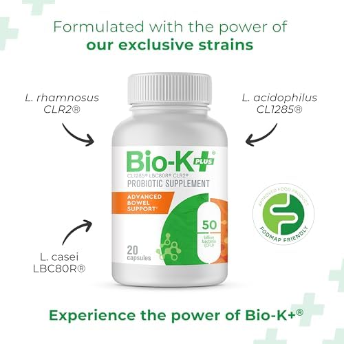 Bio-K+ Advanced Bowel Support Probiotic – 50B CFU | Vegan, Gluten-Free, Non-GMO