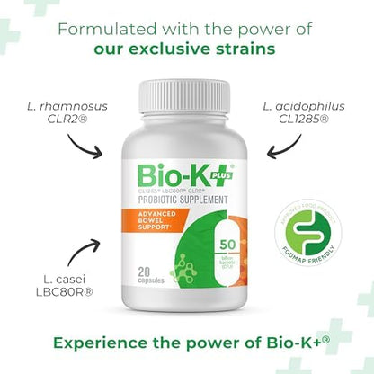 Bio-K+ Advanced Bowel Support Probiotic – 50B CFU | Vegan, Gluten-Free, Non-GMO