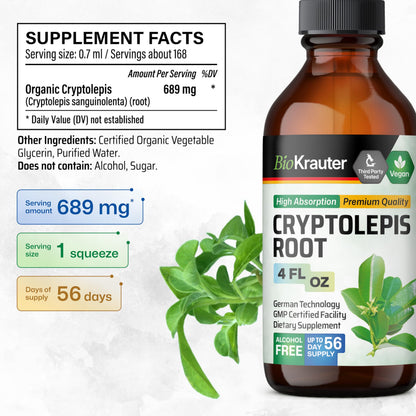 BIO KRAUTER Cryptolepis Sanguinolenta Extract - Vegan Immune Support Tincture, Alcohol & Sugar Free, 4 Fl Oz