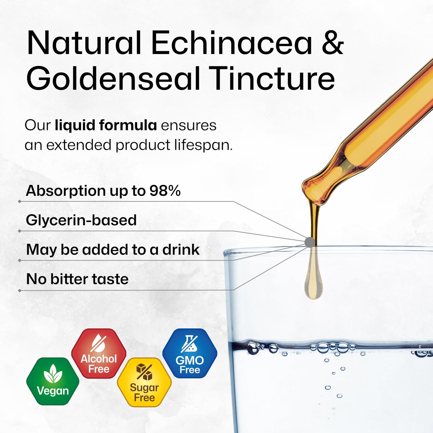 BIO KRAUTER Echinacea & Goldenseal Liquid Extract – Vegan, Alcohol-Free Tincture – 4 Fl Oz