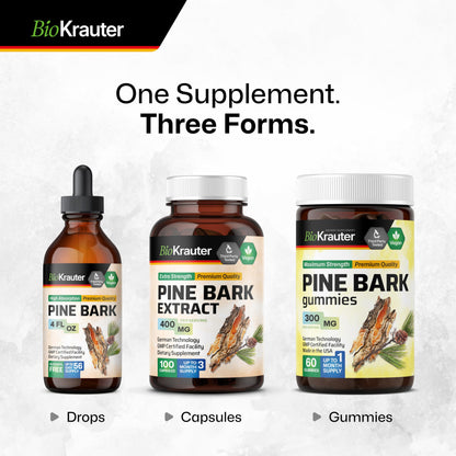 BIO KRAUTER Pine Bark Extract Drops – 400 mg, French Maritime Pine Bark, Vegan, Alcohol & Sugar Free – 4 Fl Oz