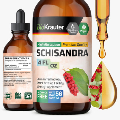 BIO KRAUTER Schisandra Berry Drops – Mood Support – Alcohol & Sugar Free Extract – 4 Fl.Oz.