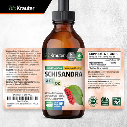 BIO KRAUTER Schisandra Berry Drops – Mood Support – Alcohol & Sugar Free Extract – 4 Fl.Oz.