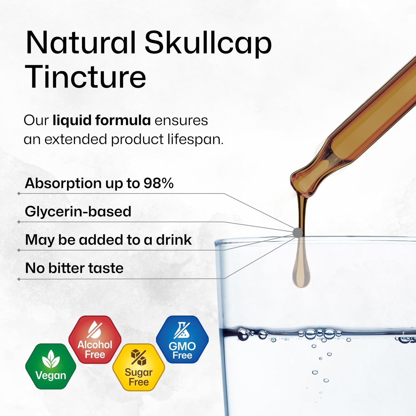 BIO KRAUTER Skullcap Tincture – Vegan, Alcohol-Free, Scutellaria Lateriflora Drops 2 Fl Oz