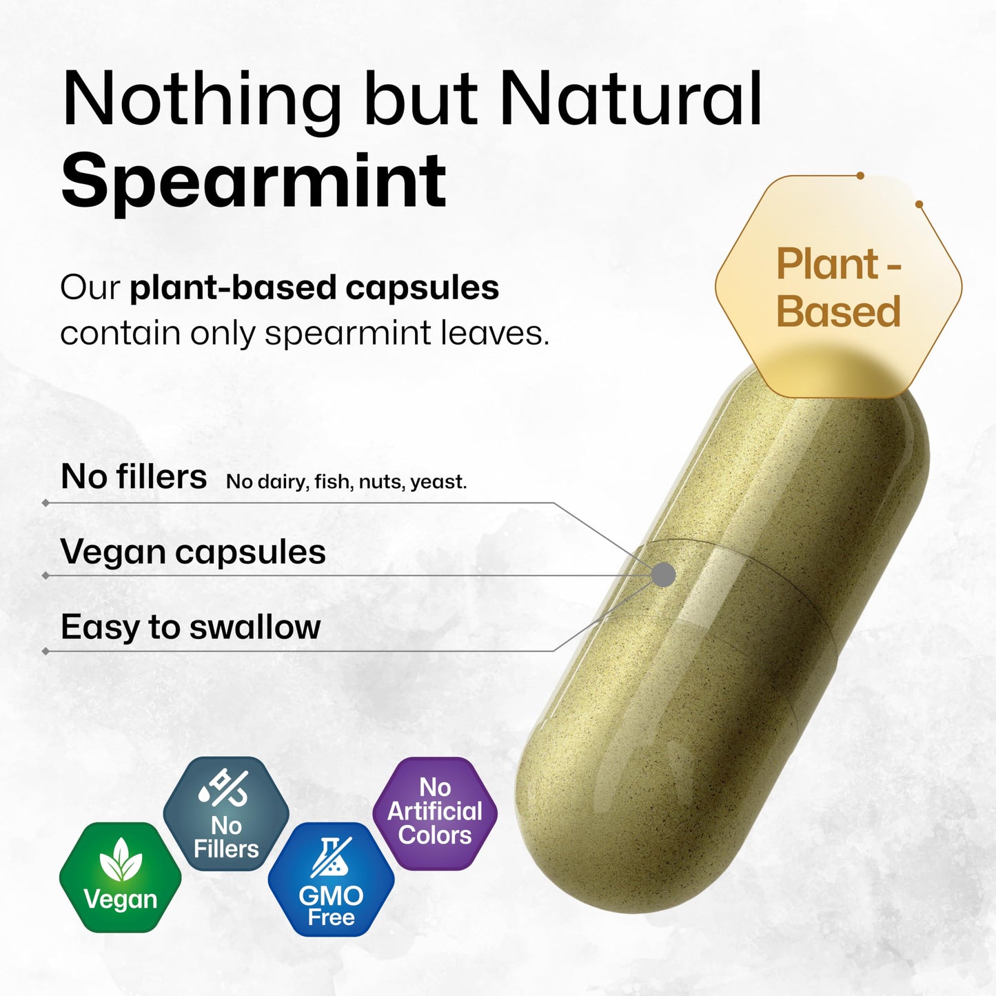 BIO KRAUTER Spearmint Capsules 1000 mg - 250 Count - Vegan Spearmint Supplement