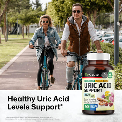 BIO KRAUTER Uric Acid Support Capsules 1200 mg - 2-Pack, 100 Count, Vegan Kidney Support