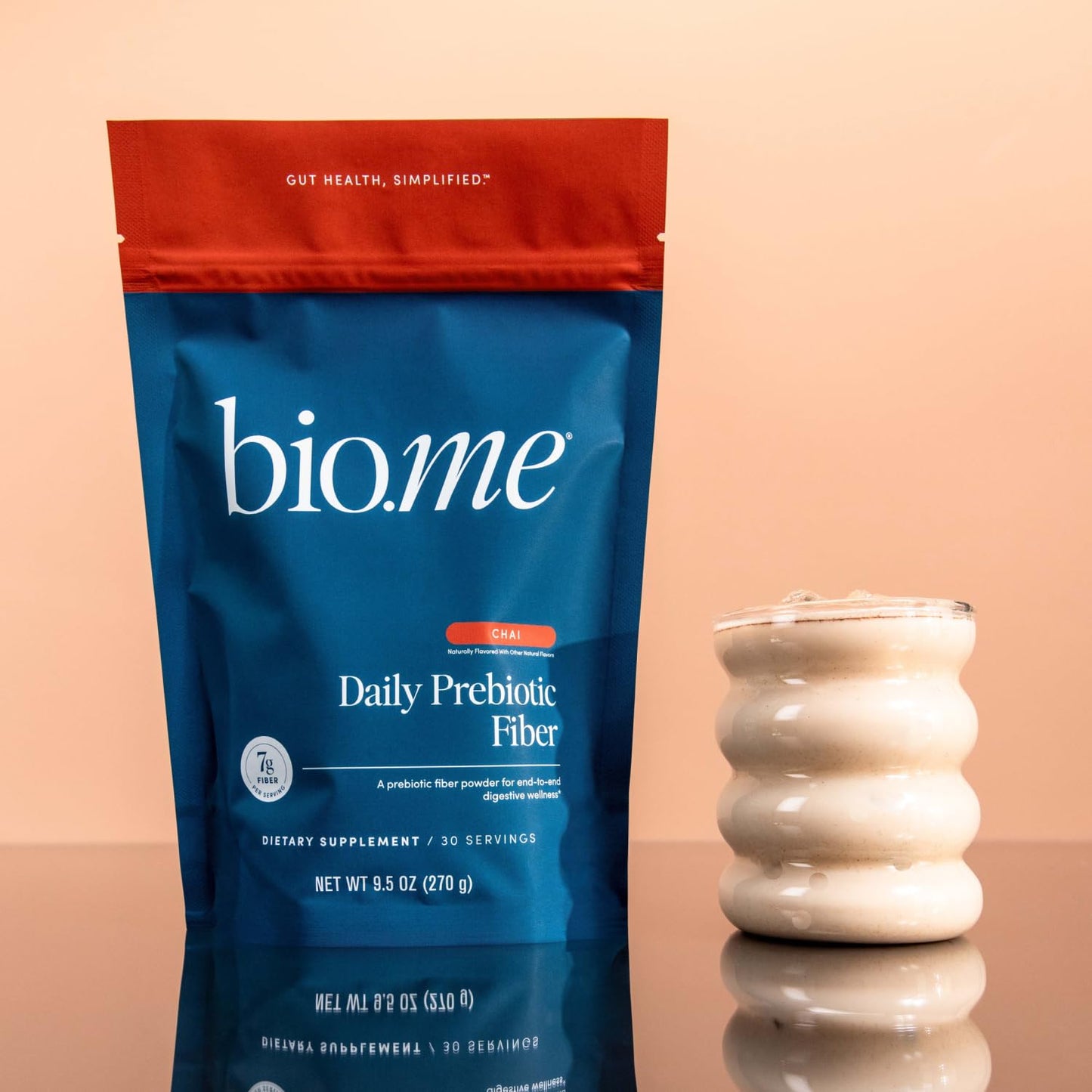 Bio.me Daily Prebiotic Fiber Powder – Chai, 7g per Serving | Digestive & Gut Health