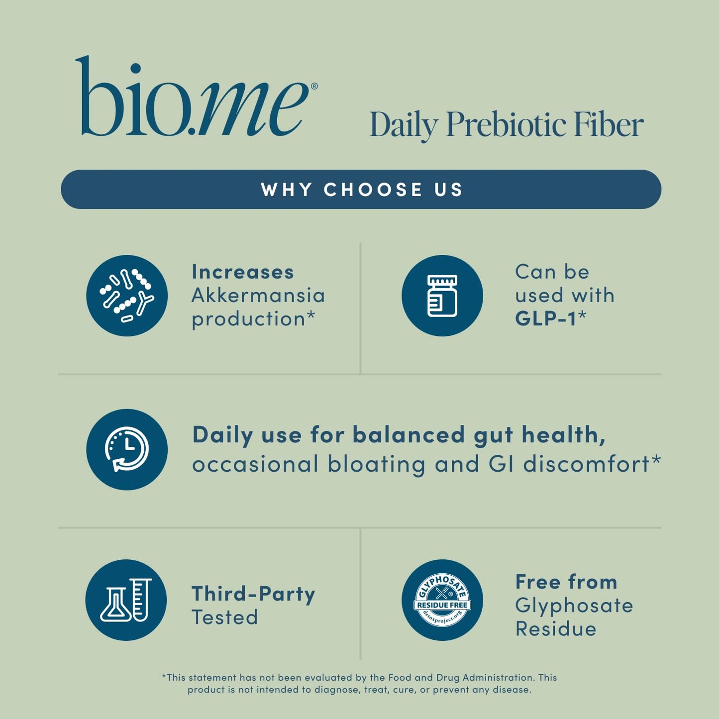 Bio.me Daily Prebiotic Fiber Powder Unflavored — 20 Travel Packs, 7g per Serving