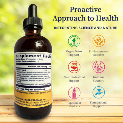 BioPure Livessence Herbal Tincture – 6-Extract Liposomal Liver, Gallbladder & Gut Support | 4 oz