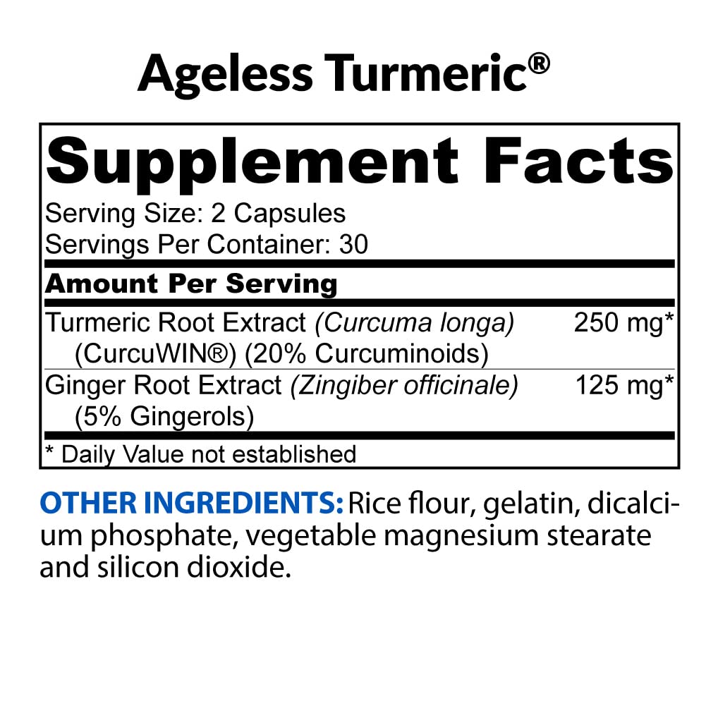 BioTrust Ageless Turmeric with CurcuWIN + Ginger – 46x Bioavailable, 60 Capsules