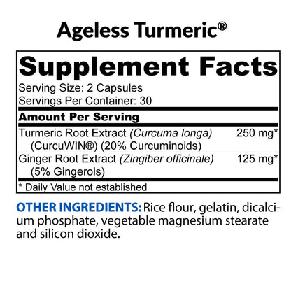 BioTrust Ageless Turmeric with CurcuWIN + Ginger – 46x Bioavailable, 60 Capsules