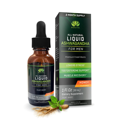 BIOACTIVE Liquid Ashwagandha Drops – Testosterone Support & Adaptogen