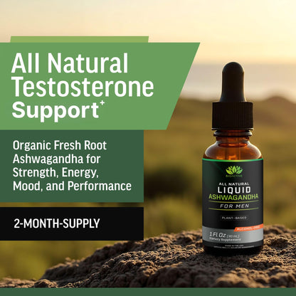 BIOACTIVE Liquid Ashwagandha Drops - Testosterone Support for Men
