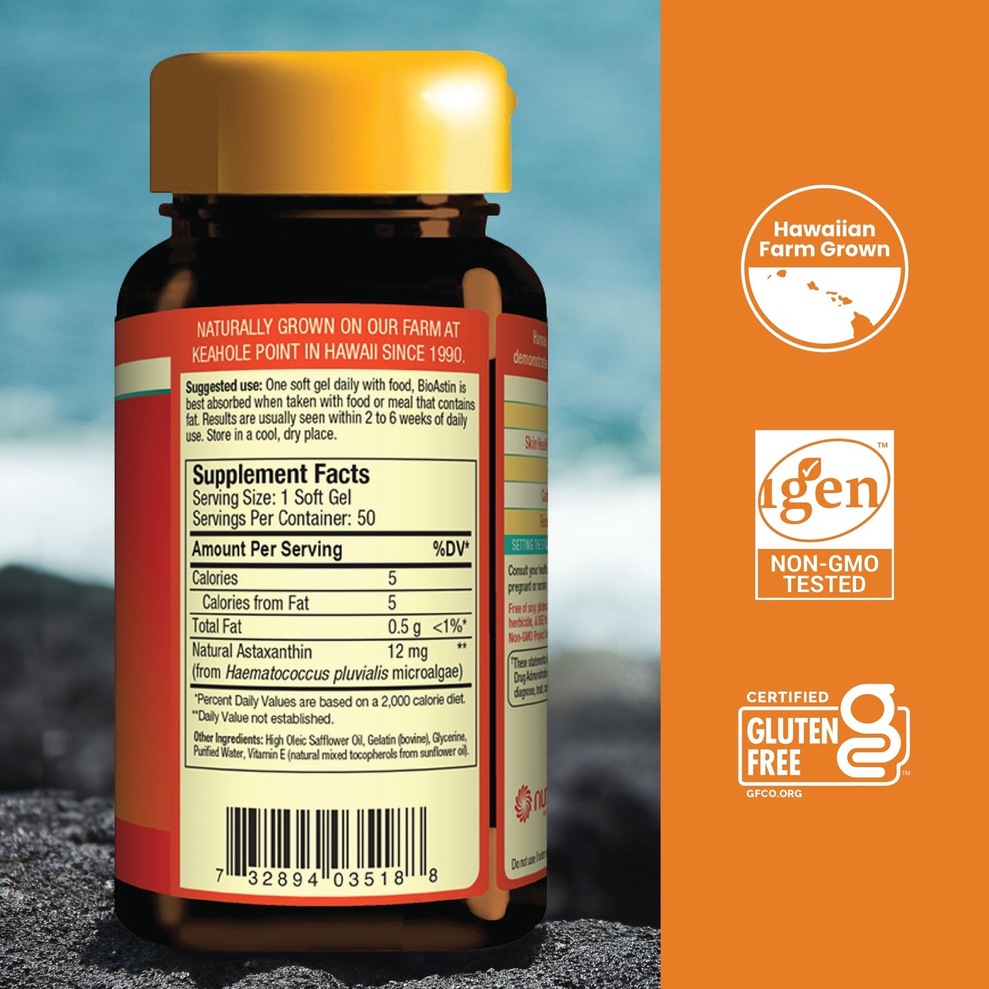 Nutrex Hawaii BioAstin Hawaiian Astaxanthin 12mg - 50 Softgels | Immune, Eye, Skin & Joint Support | Non-GMO & Gluten-Free