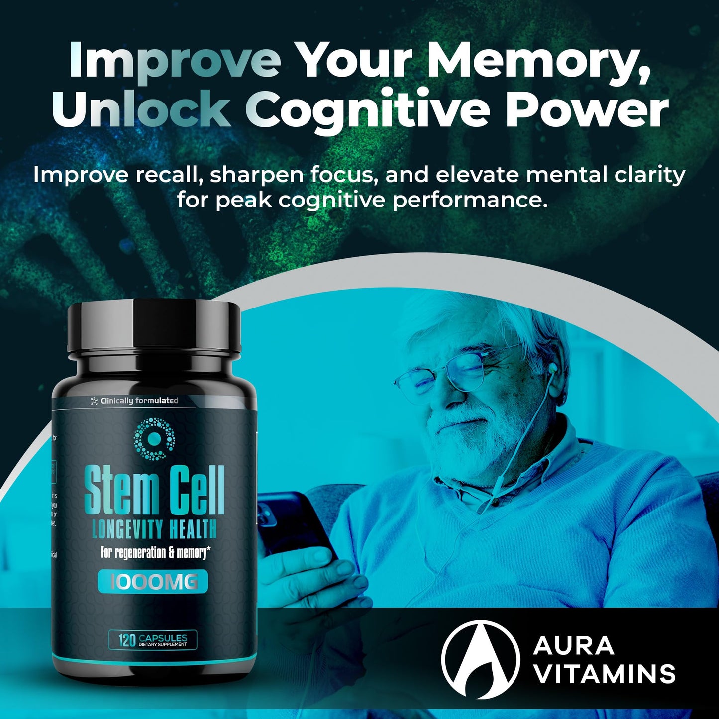 Premium Stem Cell Supplements 1000mg (120 Caps) – Immunity & Anti-Aging with Spirulina & Chlorella