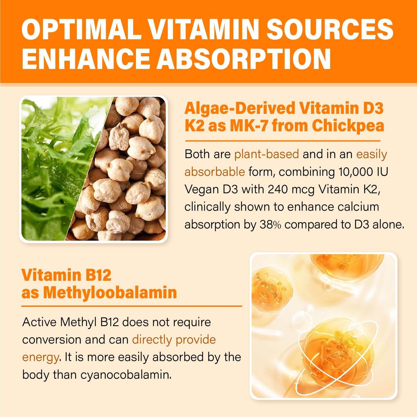 Vitamin D3 10000IU Gummies with K2 – Vegan, Sugar-Free Immune Support