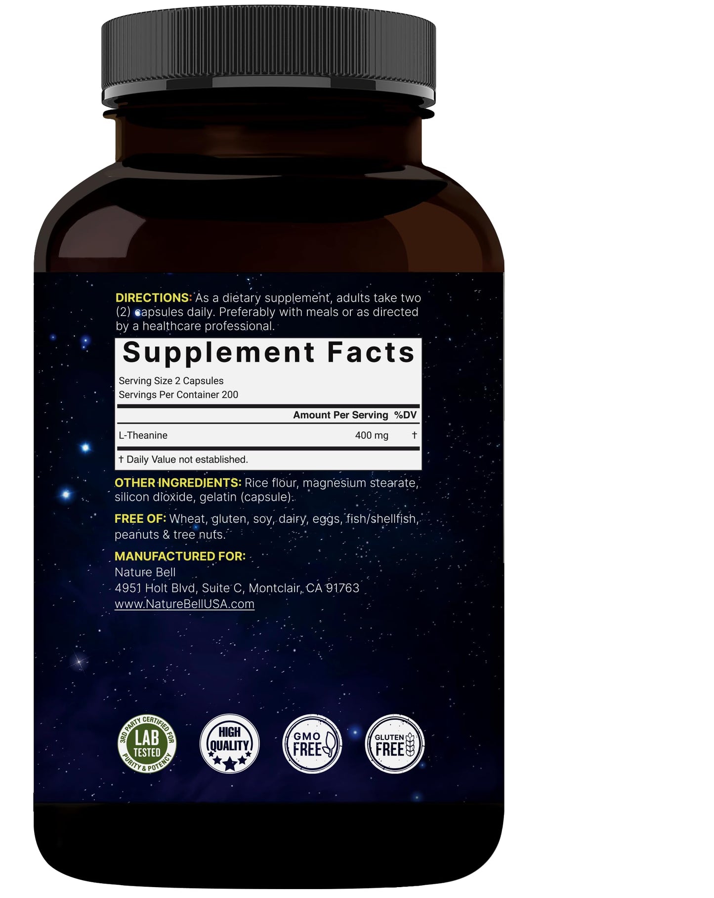 Double Strength L-Theanine 400mg - 400 Capsules | Calm & Focus