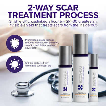 BIOCORNEUM Advanced Scar Treatment with Silishield SPF 30 (50g) – Surgeon-Recommended Silicone Scar Gel