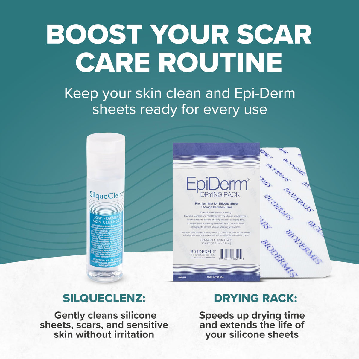 Biodermis EpiDerm Silicone Gel Scar Sheets - Premium 5-Pack, 1.4x6in, Natural