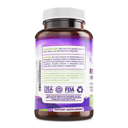 Biodora Resveratrol 1600mg – Trans-Resveratrol Antioxidant with Green Tea, Grape Seed & Quercetin | 180 Capsules