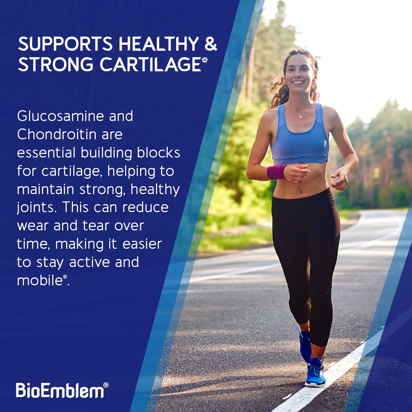 BioEmblem Joint Support - Glucosamine Chondroitin + MSM 1500 MG | Boswellia, Turmeric & Hyaluronic Acid - Non-GMO 90 Caps