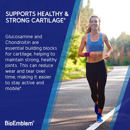 BioEmblem Joint Support - Glucosamine Chondroitin + MSM 1500 MG | Boswellia, Turmeric & Hyaluronic Acid - Non-GMO 90 Caps