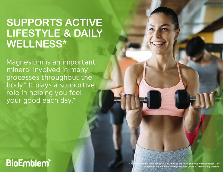 BioEmblem Triple Magnesium Complex - 300mg Mg Glycinate, Malate & Citrate | Vegan, Non-GMO | 90 Capsules