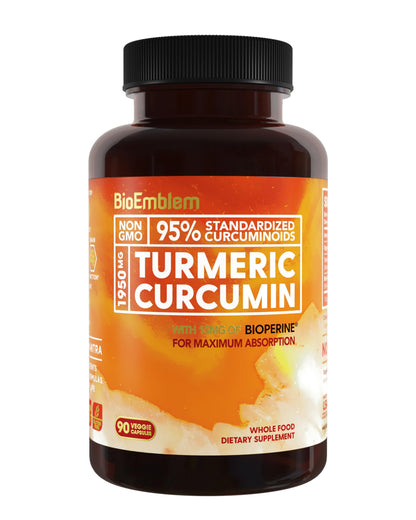 BioEmblem Turmeric Curcumin with BioPerine | Joint & Heart Health | California Made