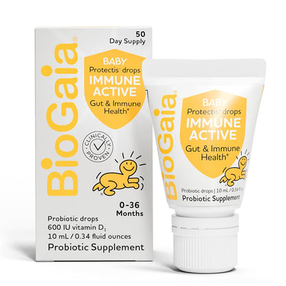 BioGaia Immune Active Baby Probiotic Drops + Vitamin D | 0-36 Months | Digestive & Immune Health