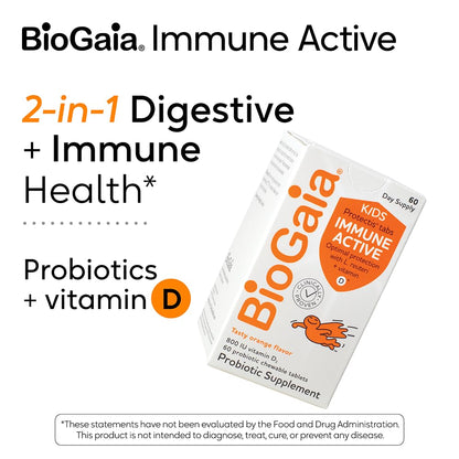 BioGaia Immune Active Kids | Probiotic + Vitamin D for Ages 3+