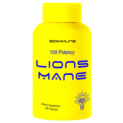 BioImmune Organic Lions Mane Supplement Capsules 120 | 10X Extract (Equivalent to 18,000 mg) | Litropane Immune & Brain Support